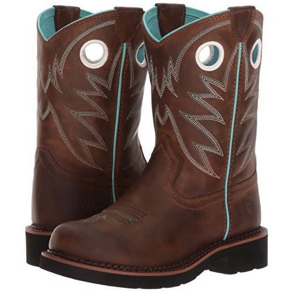 ARIAT Girls Brown Leather Cowboy boots. Size Kids size 3